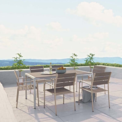 Shore Seven-Piece Outdoor Patio Aluminum Dining Set