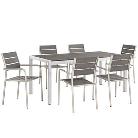 Shore Seven-Piece Outdoor Patio Aluminum Dining Set