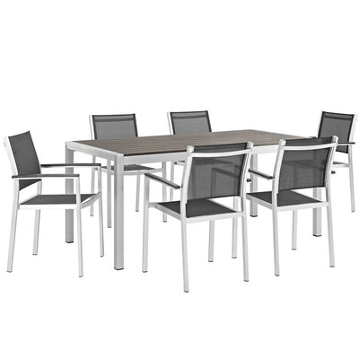 Shore Seven-Piece Outdoor Patio Aluminum Dining Set
