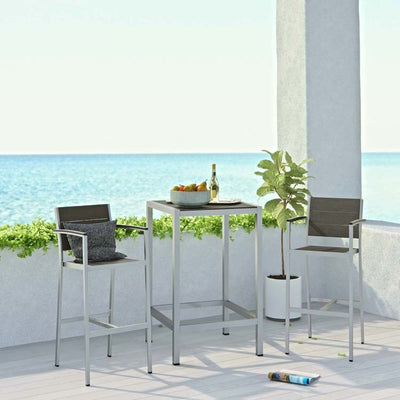 Shore Three-Piece Outdoor Patio Aluminum Outdoor Pub Dining Set
