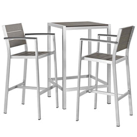 Shore Three-Piece Outdoor Patio Aluminum Outdoor Pub Dining Set