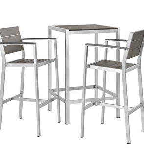 Product Image: EEI-3157-SLV-GRY-SET Outdoor/Patio Furniture/Patio Bar Furniture