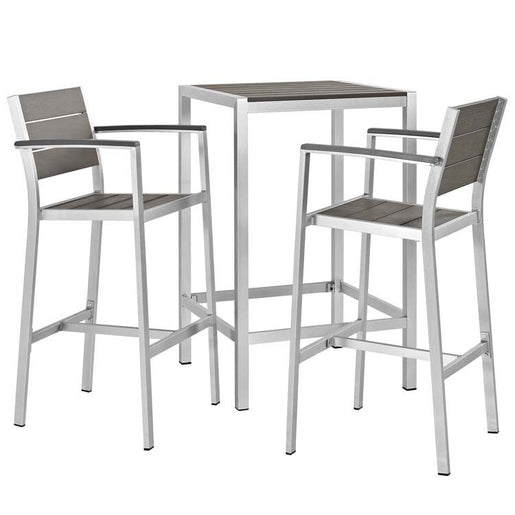 Shore Three-Piece Outdoor Patio Aluminum Outdoor Pub Dining Set