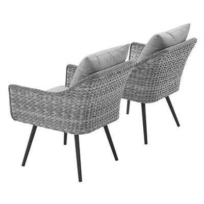 Endeavor Outdoor Patio Wicker Rattan Armchairs Set of 2