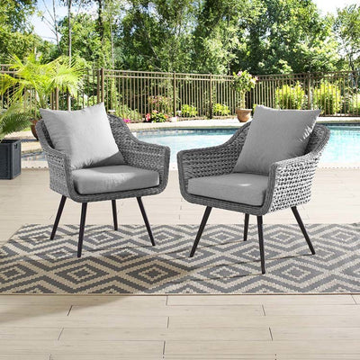 Endeavor Outdoor Patio Wicker Rattan Armchairs Set of 2