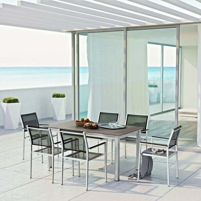Shore Seven-Piece Outdoor Patio Aluminum Outdoor Dining Set