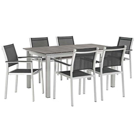Shore Seven-Piece Outdoor Patio Aluminum Outdoor Dining Set