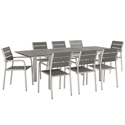 Shore Nine-Piece Outdoor Patio Aluminum Dining Set