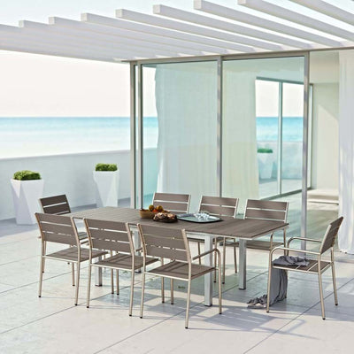 Shore Nine-Piece Outdoor Patio Aluminum Dining Set
