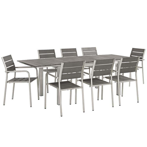 Shore Nine-Piece Outdoor Patio Aluminum Dining Set