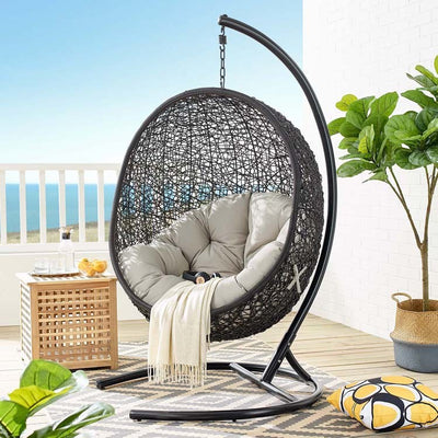 Encase Outdoor Patio Swing Lounge Chair with Stand