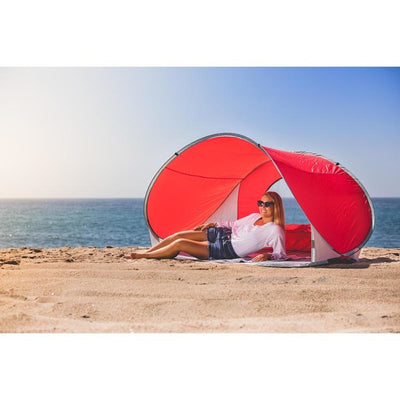 Manta Portable Sun Shelter, Red with Gray Trim