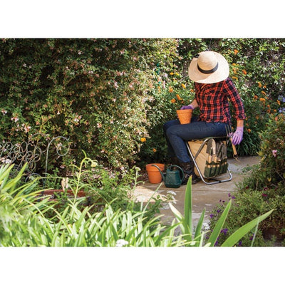 Gardener Folding Seat with Tools, Olive Green and Tan