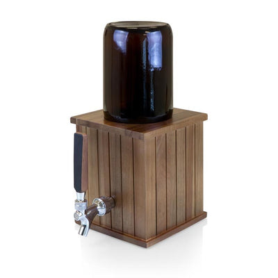 64 oz Amber Glass Growler Tap with Acacia Wood Base