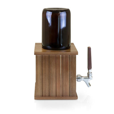 64 oz Amber Glass Growler Tap with Acacia Wood Base