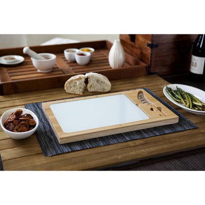 Icon Glass Top Serving Tray and Knife Set