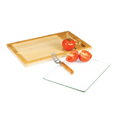 Icon Glass Top Serving Tray and Knife Set