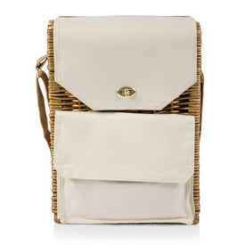 Corsica Wine and Cheese Picnic Basket, Natural Willow with Tan Lining