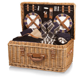 Windsor Picnic Basket, Navy with Plaid