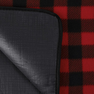 Blanket Tote Outdoor Picnic Blanket, Red and Black Buffalo Plaid