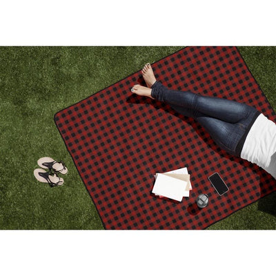 Blanket Tote Outdoor Picnic Blanket, Red and Black Buffalo Plaid