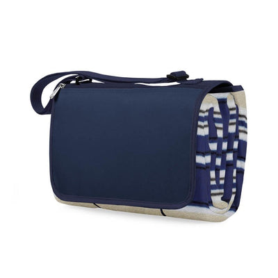 Blanket Tote XL Outdoor Picnic Blanket, Blue Stripes and Navy with Black Liner