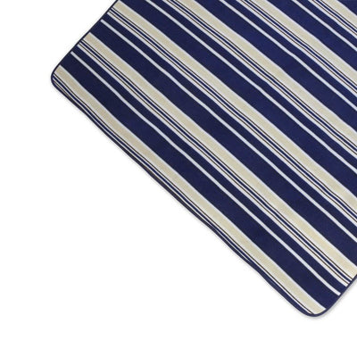 Blanket Tote XL Outdoor Picnic Blanket, Blue Stripes and Navy with Black Liner