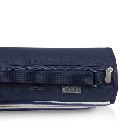 Blanket Tote XL Outdoor Picnic Blanket, Blue Stripes and Navy with Black Liner
