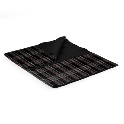 Blanket Tote XL Outdoor Picnic Blanket, Black Tartan with Black Lining
