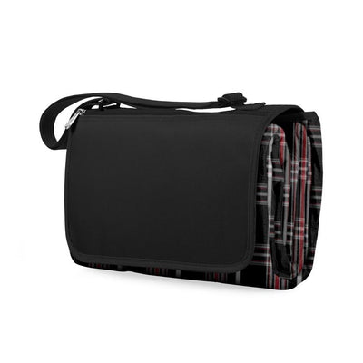 Blanket Tote XL Outdoor Picnic Blanket, Black Tartan with Black Lining
