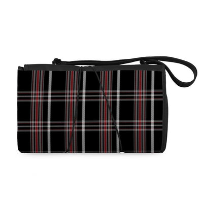 Blanket Tote XL Outdoor Picnic Blanket, Black Tartan with Black Lining
