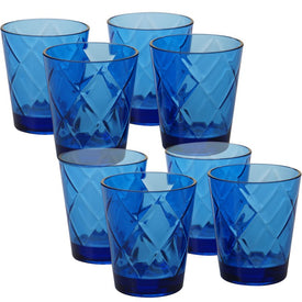 Diamond 15 oz Cobalt Blue Acrylic Double Old Fashioned Glasses Set of 8