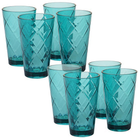 Diamond 20 oz Teal Acrylic Ice Tea Glasses Set of 8