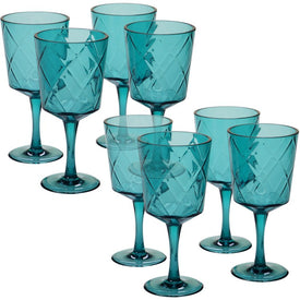 Diamond 13 oz Teal Acrylic All-Purpose Goblets Set of 8