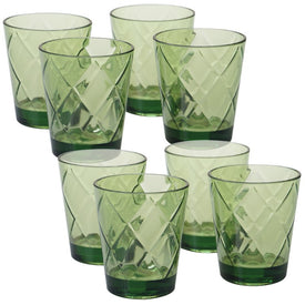 Diamond 15 oz Green Acrylic Double Old Fashioned Glasses Set of 8