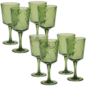 Diamond 13 oz Green Acrylic All-Purpose Goblets Set of 8