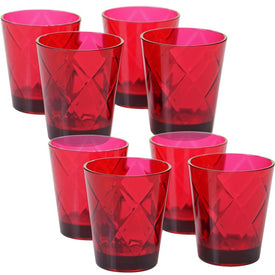 Diamond 15 oz Ruby Acrylic Double Old Fashioned Glasses Set of 8