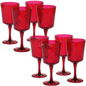 Diamond 13 oz Ruby Acrylic All-Purpose Goblets Set of 8