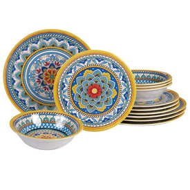 Portofino Twelve-Piece Melamine Dinnerware Set