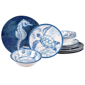 Oceanic Twelve-Piece Melamine Dinnerware Set