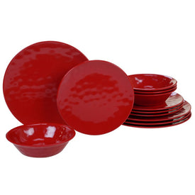 Heavyweight Red Twelve-Piece Melamine Dinnerware Set