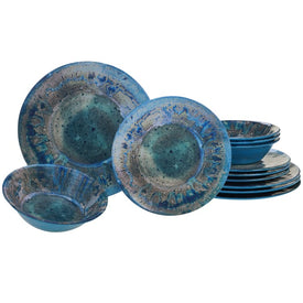 Radiance Teal Twelve-Piece Melamine Dinnerware Set