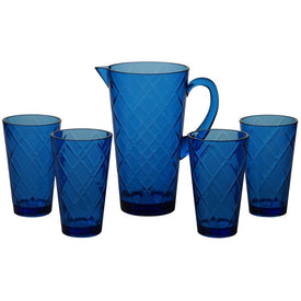 Diamond Cobalt Blue Acrylic Five-Piece Melamine Drinkware Set