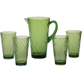 Diamond Green Acrylic Five-Piece Drinkware Set