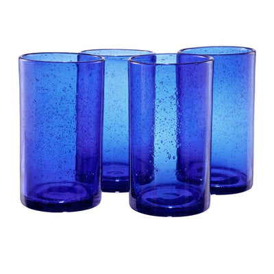 Iris 17 Oz Highball Glasses Set of 4 - Cobalt Blue