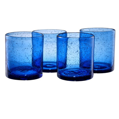 Iris 14 Oz Double Old Fashioned Glasses Set of 4 - Cobalt Blue