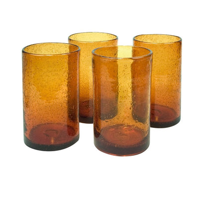 Iris 17 Oz Highball Glasses Set of 4 - Amber