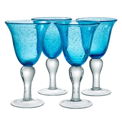 Iris 14 Oz Goblets Set of 4 - Turquoise
