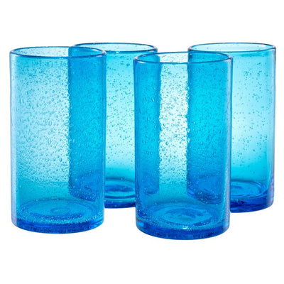 Iris 17 Oz Highball Glasses Set of 4 - Turquoise