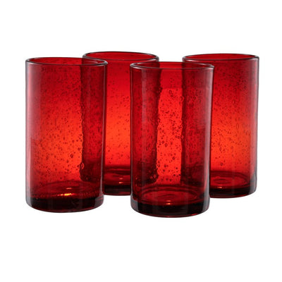 Iris 17 Oz Highball Glasses Set of 4 - Ruby